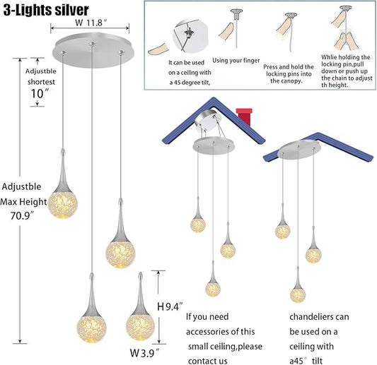 Flashing God 3 Light Bubble Dimmable Crystal Chandelier Chromed Finished Ceiling Hanging Lights Over Table Foyer Entrance Chandeliers