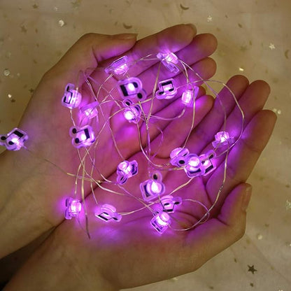 GUOCHENG 6.56ft 20 LED Music Note String Lights, Battery Operated Warm White Music Decorative Fairy Lights, Musical DIY Gift for Music Lover(Purple)