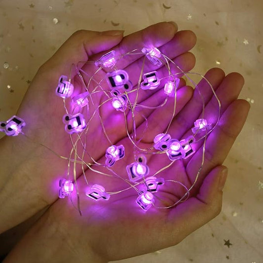 GUOCHENG 6.56ft 20 LED Music Note String Lights, Battery Operated Warm White Music Decorative Fairy Lights, Musical DIY Gift for Music Lover(Purple)