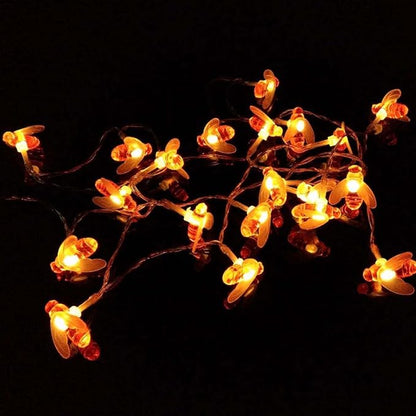 Plug in Bee String Lights, 33Ft 100 Led Bee Shape Fairy 8 Modes String Lights for Garden, Patio, Lawn Decoration (Warm White)