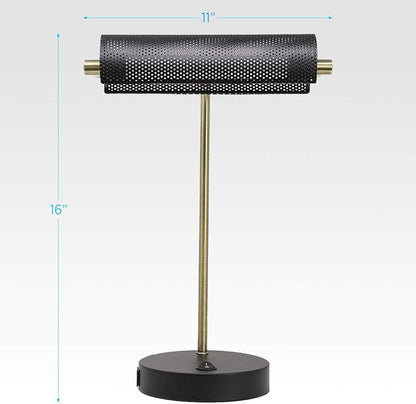 O’Bright LED Desk Lamp with USB Charging Port, Metal Lamp, Flexible Swivel Arms, Soft White LED Reading Light (3000K), Bedside Reading Lamp, Office Lamp, Table Lamp, ETL Listed (Piano Lamp - Black)