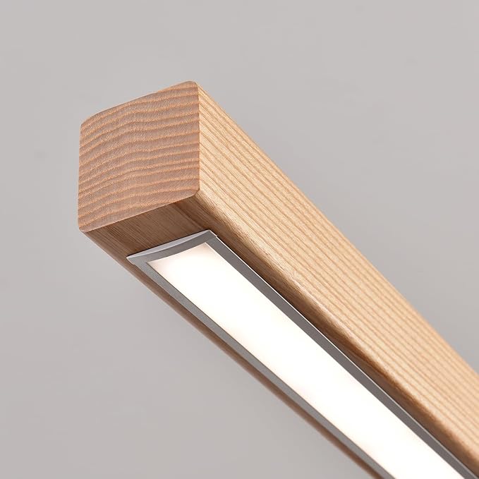 31" Wooden Linear Pendant Light LED Pendant Light Dimmable Pool Table Island Lights Modern Linear Chandeliers for Dining Room Kitchen Ceiling Pendant Lamp for Dining Room Kitchen Island Natural