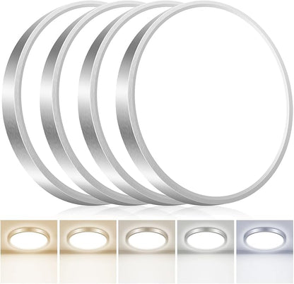 hepside 4PACK Flush Mount LED Ceiling Light Fixture 5CCT 7Inch 15W & 100W Equivalent Closet Light Fixture,Small Round Slim Surface Ceiling Lamp for Hallway,Bathroom,Bedroom,Kitchen,Interior