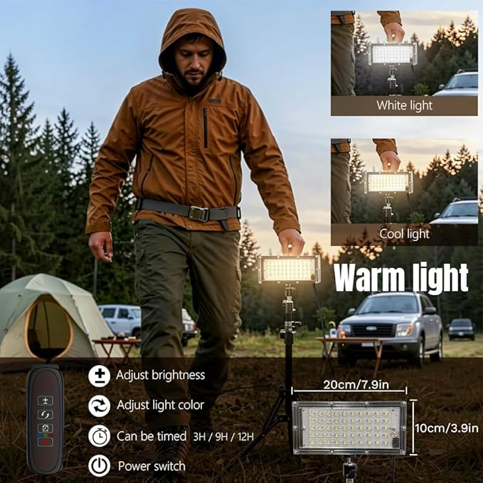 USB-Powered LED Telescopic Camping Light with Adjustable Tripod,Adjustable Brightness & Color Temperature for Outdoor,Camping,Hiking,Emergencies & Power Outages (Camping Light, 50 LEDs)