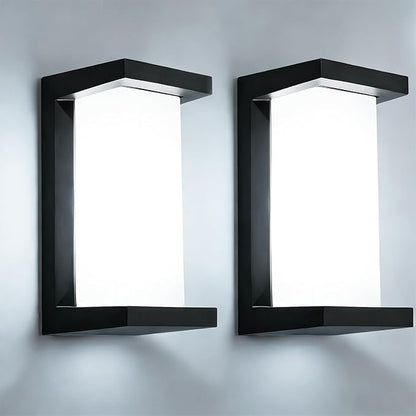 wowlite Outdoor Wall Lights for House 2 Pack, LED Exterior Lighting Fixtures 3 Colors Changeable, Matte Black Outdoor Sconce Lights, IP65 Waterproof Front Porch Light for Garage Garden Patio