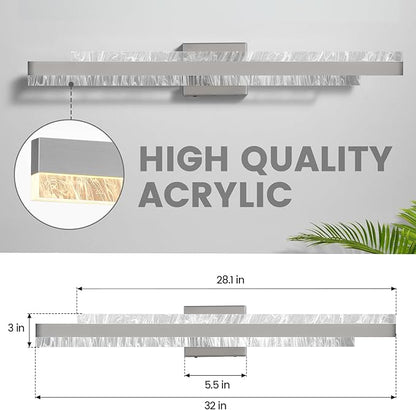 Modern Bathroom Vanity Light: Brushed Nickel 32 inch 28W Dimmable LED Bath Bar Light Fixtures Over Mirror - Wall Sconce Picture Lights for Powder Room Bedroom 3000k