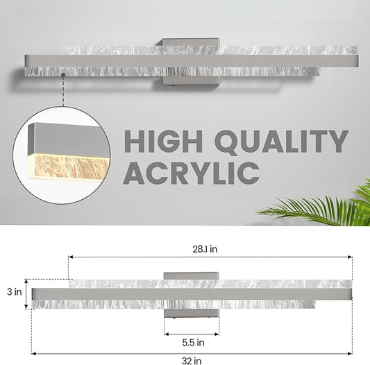 Modern Bathroom Vanity Light: Brushed Nickel 32 inch 28W Dimmable LED Bath Bar Light Fixtures Over Mirror - Wall Sconce Picture Lights for Powder Room Bedroom 3000k