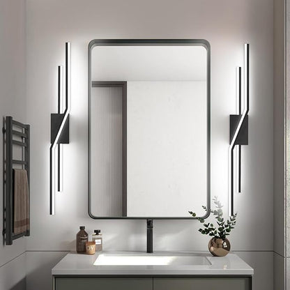 SOLFART Bathroom Lighting Fixtures Over Mirror 40 Inch Dimmable Matte Black Vanity Lights Modern Bathroom Light