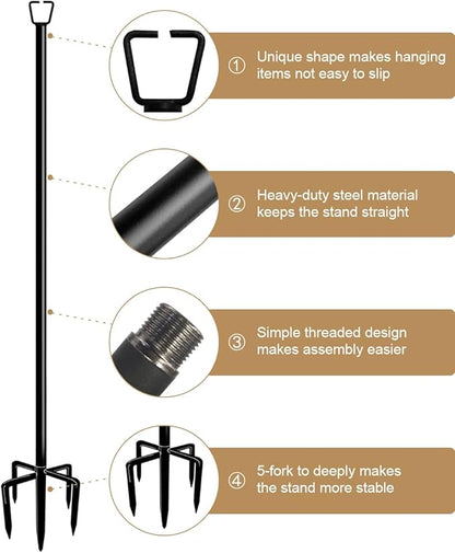 Queension 10FT Plug Floor String Light Poles for Outdoor String Lights for Garden, Backyard, Patio Lighting Stand for Parties, Bistro & Weddings, 2 Pack