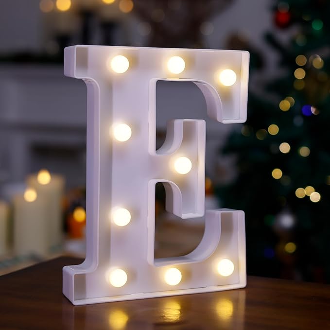 LED Marquee Sign Light Up Letters, Alphabet Light Up Letters Sign, Battery Powered LED Letter Lights for Night Light, Wedding, Birthday, Party, Christmas or Home Decor (Letter E)