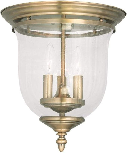 Livex Lighting 5024-01 Legacy 3-Light Ceiling Mount, Antique Brass