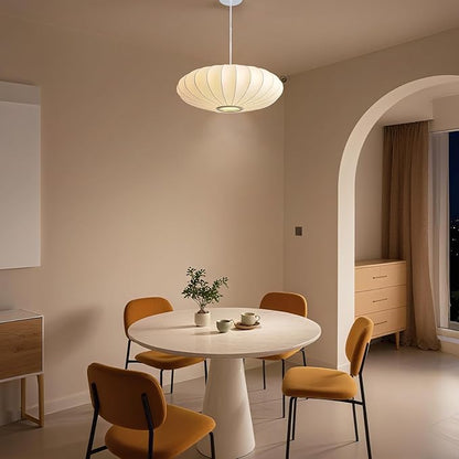 19.7in Lantern Pendant Light, 3-Light Imitation Silk White Bubble Pendant Lighting Fixture, Hanging Lamp Simple Chandelier for Living Dinning Room Kitchen Island Bedroom Restaurant Cafe