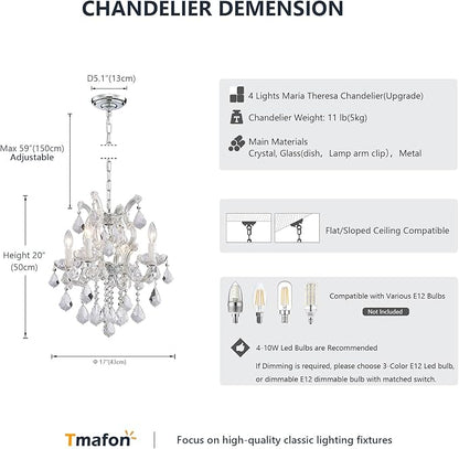 Modern Crystal Chandeliers for Dining Room - Small Crystals Chandelier Lights for Girls Bedroom, Dining Room, Hallway, Kitchen Island, Bathroom, Closet