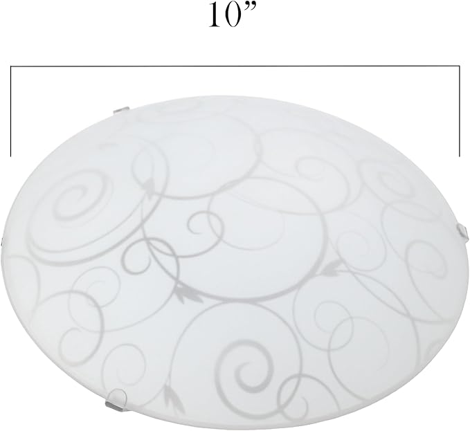 Simple Designs FM2007-WHT 10" Swirl and Shine Round Flush Mount Ceiling Light, for Living Room, Bedroom, Entryway, Hallway, White