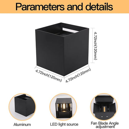 20W LED Outdoor Wall Lights Exterior/Interior,6500K Wall Sconce,Modern Square Aluminum Wall Light,Up and Down Outdoor Lighting Fixtures,IP65 Waterproof Porch Light, ETL Listed(Black-1 Pack)