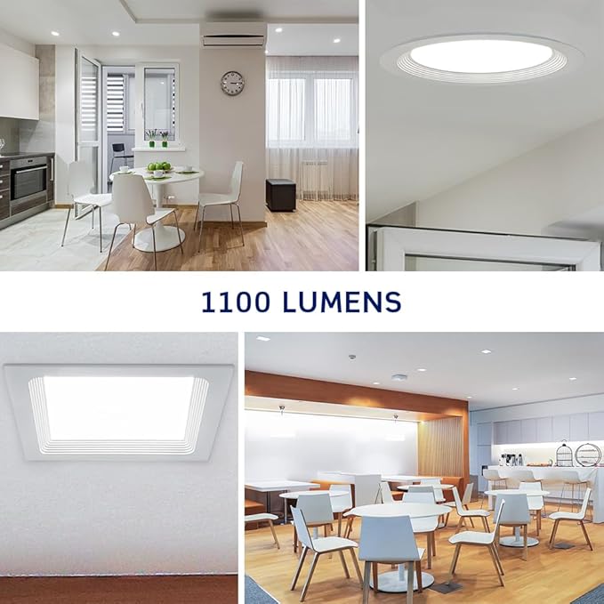 Leviton 6 in. Square Baffle Slim Downlight, 1100 Lumens, 5 CCT Color Selectable 2700K-5000K, Dimmable, DBS60-S1W, White
