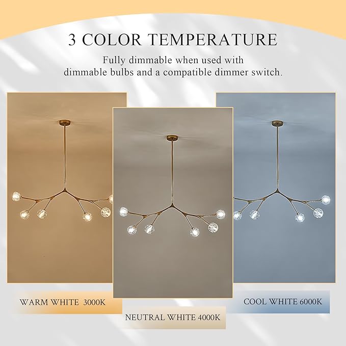 K9 Crystal Pendant Light Fixture Sputnik Chandeliers for Dining Room 6 Light Modern Gold Chandelier L43’' Mid Century Flush Mount Chandelier for Over Table Living Room Kitchen Island