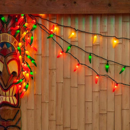 Multicolor Chili Pepper String Lights Plug in, 13.6Ft Outdoor Christmas Decorations Lights with 35 LED Red Green Yellow Chili Pepper Lights for Cinco de Mayo Fiesta House Kitchen Patio Mexican Party