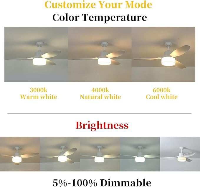 Eamonex LED 52 inches DC Fabric Ceiling Fan with Light Fixture and Remote Control,Modern Boho Dimmable Fandelier for Indoor,Outdoor,Bedroom,Living room,Dining room