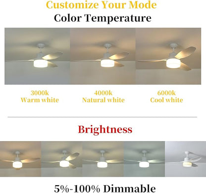 Eamonex LED 52 inches DC Fabric Ceiling Fan with Light Fixture and Remote Control,Modern Boho Dimmable Fandelier for Indoor,Outdoor,Bedroom,Living room,Dining room