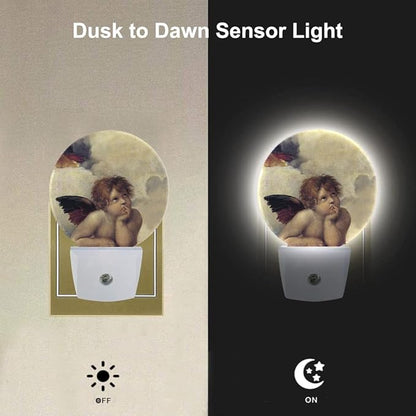 EKOBLA Angel Plug-in Night Light, Angel Wings & Cherubs LED Nightlight with Dusk to Dawn Sensor, 0.5W Sleep Friendly for Gifts
