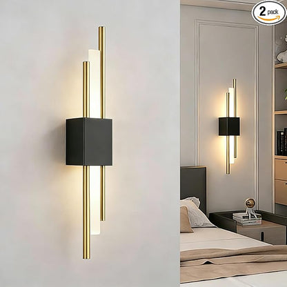 2 Pcs USB Rechargeable Wall Sconces, Wireless Cordless Wall Lamp with Dimmable Timer, No Wiring Needed Mounted Wall Light, Modern Decor Wall Sconce for Living Room, Bedroom, Study, Bathroom, Corridor