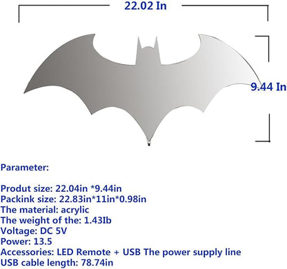 Superhero LED Lamp Decor Night Light with 16 Colors Remote Control Custom Natural Wall Sconce Acrylic Engraved Kids Room Wall Lamp for Boys Friends Gift (Mirror) (Mirror)