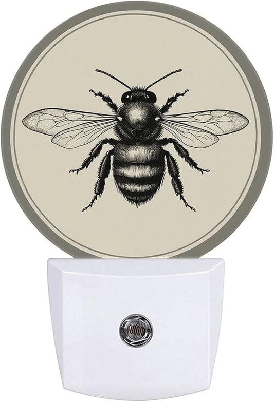 Retro Bee Night Light Auto Sensor Led Dusk to Dawn Lamp Home Decor for Men Women