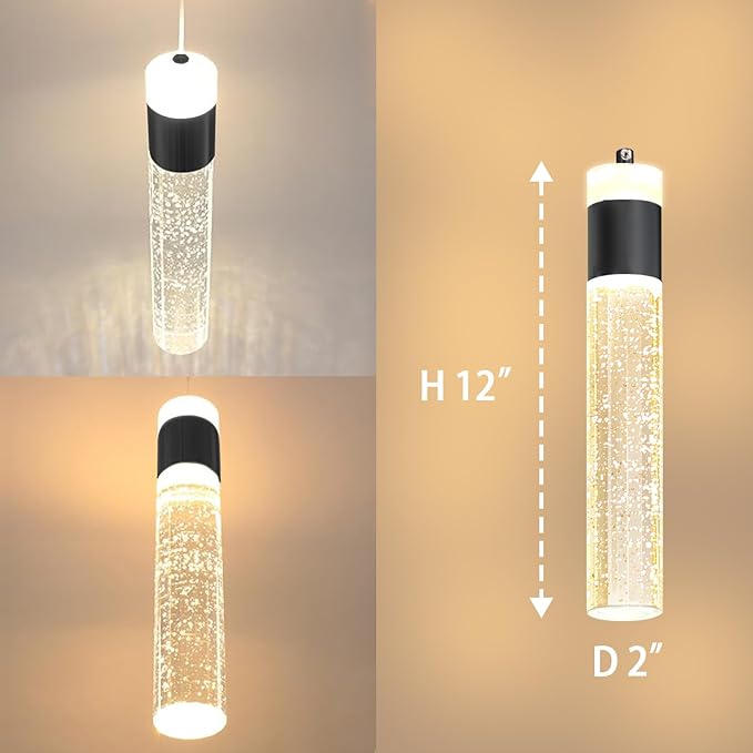 8-Lights Black Hanging Pendant Light for Kitchen Island Modern Dimmable LED Crystal Chandeliers for Dining Room Bedroom Living Room Over Table Adjustable Height