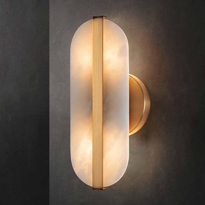 Natural Alabaster Wall Sconces Marble Wall Sconces Gold Bathroom Vanity Wall Light Fixture Stone Wall Lamp Modern Alabaster Sconces Wall Lighting for Bedroom Living Room Hallway Restaurant