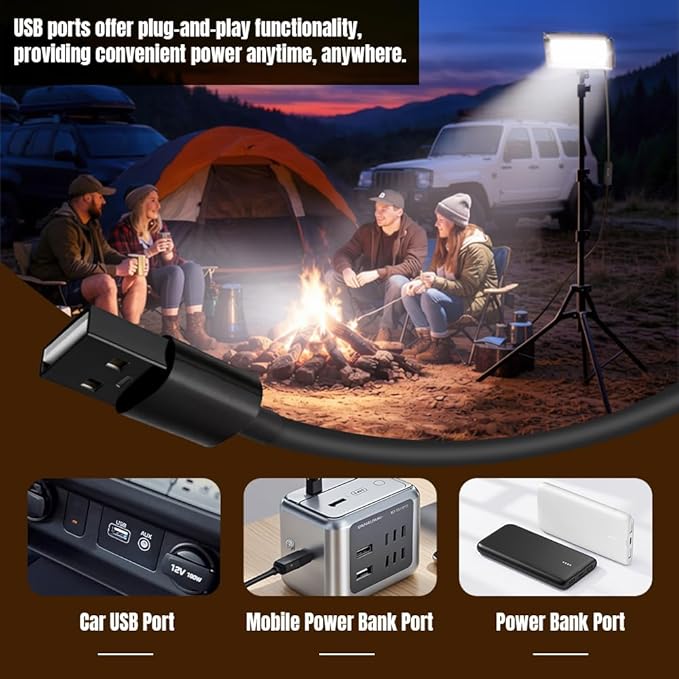 USB-Powered LED Telescopic Camping Light with Adjustable Tripod,Adjustable Brightness & Color Temperature for Outdoor,Camping,Hiking,Emergencies & Power Outages (Camping Light, 50 LEDs)