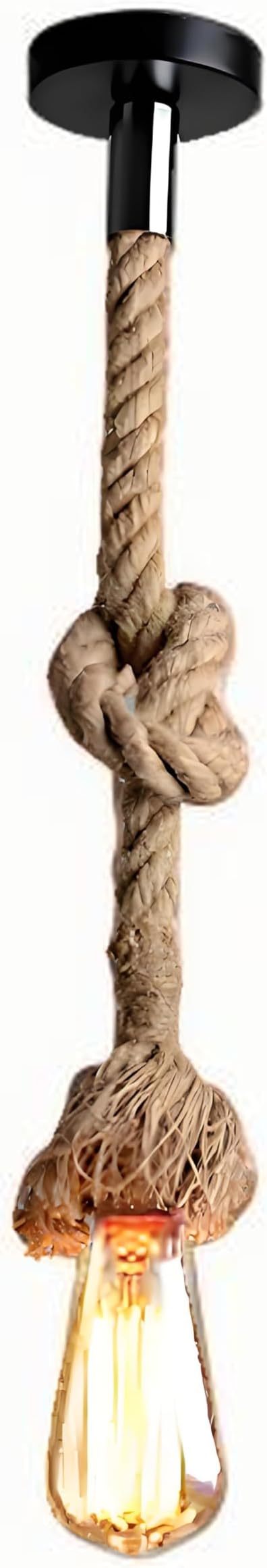 1 Head 1.5 Meter Vintage Hemp Rope Pendant Light Fixture E26/E27 Base, Vintage Ceiling Light Lamp,Retro Style for Dining Hall Restaurant Bar Lighting(Bulb not Included)