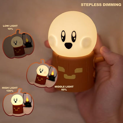 Deogos Ghost Campfire Night Light, Small Ambient Lamp, Cute Night Light, 2 Modes/Rechargeable/Cordless/Dimmable Brightness, Warm Lamps for Kids Sleep Buddy, Work/Study Buddy, Gift