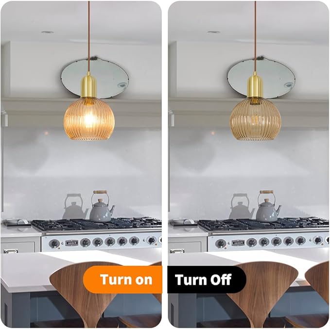 Gold Pendant Light, Modern Pendant Light Fixture with Amber Striped Glass Lmapshade, Brass Kitchen Island Light, Brushed Pendant Lights Kitchen Island Adjustable Hanging Light for Bathroom Dining Room