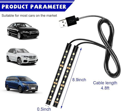povtii Car LED Strip Light, 24 LED RGB Auto Under Dash Interior Atmosphere Lights, USB Vehicle Decorative Lamp Ambient Night Light Strip, Lighting Kit Car Accessories (White)