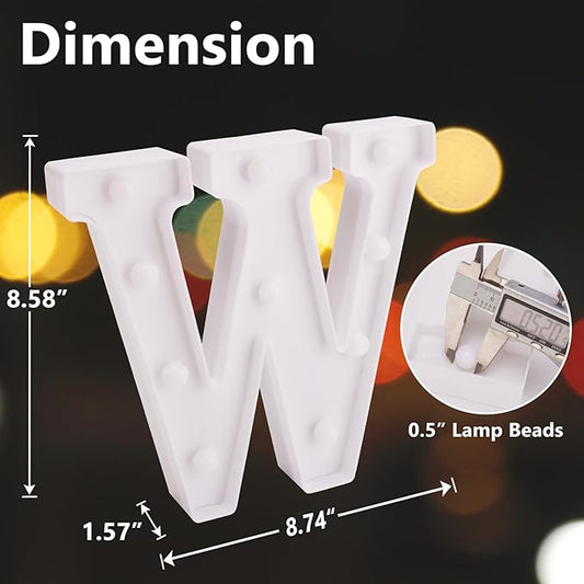 LED Marquee Sign Light Up Letters, Alphabet Light Up Letters Sign, Battery Powered LED Letter Lights for Night Light, Wedding, Birthday, Party, Christmas or Home Decor (Letter W)
