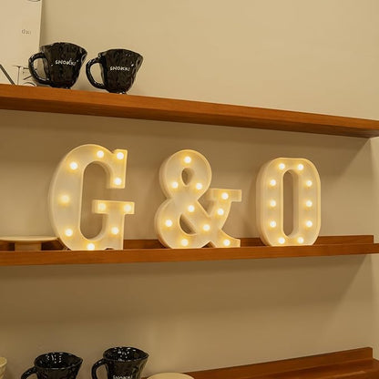 Foaky LED Letter Lights Sign Marquee Light Up Letters Sign for Night Light Wedding/Birthday Party Battery Powered Christmas Lamp Home Bar Decoration(G)