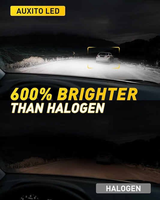 "AUXITO H3 LED Bulb, 16,000LM 600% Super Brighter, 10 Years Lifespan, 1:1 Size Plug-n-Play, 100% Perfect Installation, H3 LED Fog Light Bulb for Fog Lamp, DRL, Canbus Ready, Pack of 2".