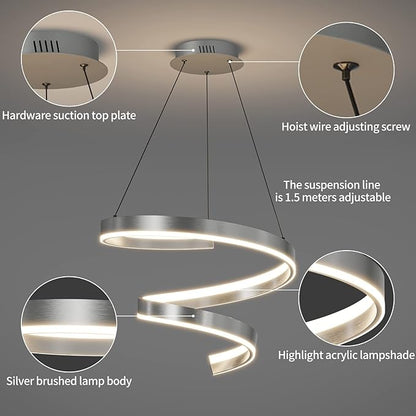Mikeru Pendant Light,Pendant Light Fixtures with Remote Control Dimmable 3000k-6500k Pendant Light for Dining Room Living Room Kitchen, 19.6 Inch