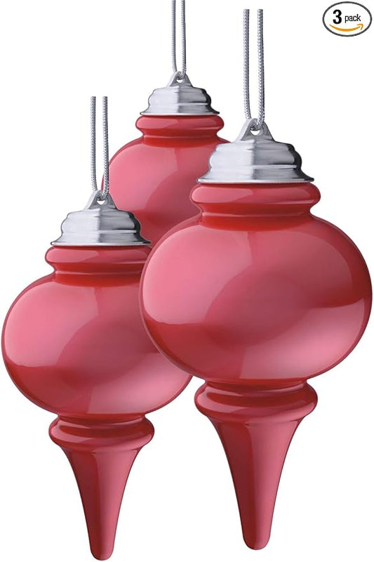 Xodus Innovations WP680-3 Battery Powered 8 inch LED Finial Ornaments, Pulsing Action, Dusk Sensor (Pack of 3), Red
