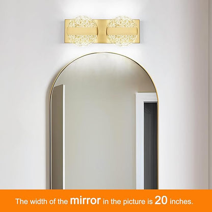 Luxury Brushed Gold Bathroom Vanity Light with High CRI 90+ LED for True Colors, 10W 6000K Cool White Modern Bathroom Lights Fixture Over Mirror for Makeup & Shaving