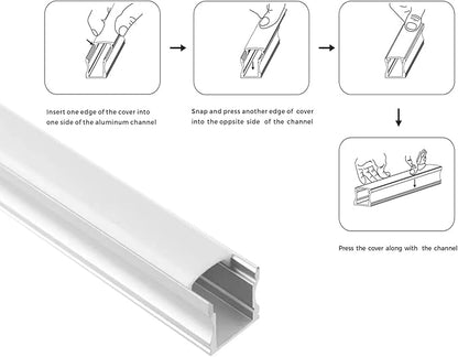 Besseto 8 Pack 3.3ft/1M Spotless LED Aluminum Channel,Flat Milky Diffuser Deep Aluminum Channel Profile Track Extrusion for LED Strip Light Width Up to 12mm