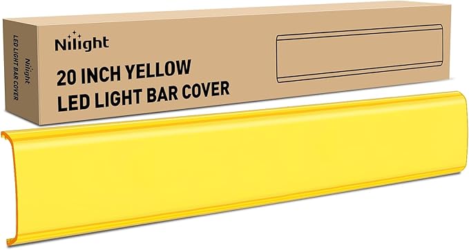 Nilight 20 Inch LED Light Bar Cover Amber Yellow Protective Cover Durable Polycarbonate Lens Waterproof Dustproof Scratch-Proof for Double-Row Lights Off Road Driving Lighting