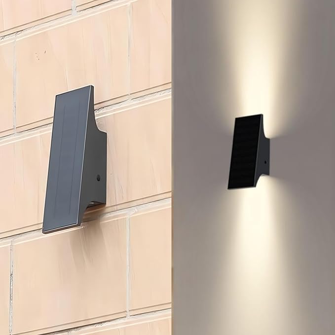 SOTTLOT Solar Outdoor Lights, 3000K 700LM Solar Wall Lights Outdoor Up and Down, Dimmable Solar Sconce Lights, IP65 Waterproof Outdoor Solar Lights for Yard Patio Garage Porch, 1pcs