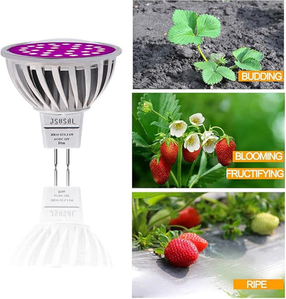 Plant Grow Light Bulb,6W Full Spectrum Grow Lamp,Purple Light,MR16 GU5.3 AC/DC12V 60W Equivalent LED Grow Light Bulb for Idoor Outdoor Plant Growing, DIY Horticulture, Greenhouse,2-Pack