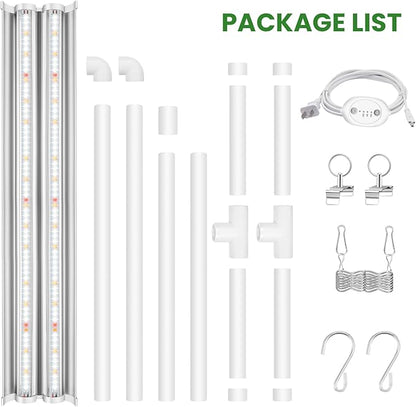 Wolezek Grow Lights for Seed Starting with 6/9/12H Timer, 2ft T5 144 LEDs Full Spectrum Grow Light Seedling with Stand for Indoor Plants, 32W High Output Seed Starter Light Kit, Height Adjustable