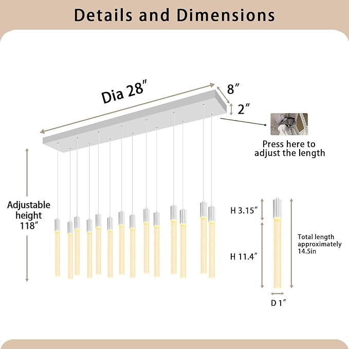 Modern Rectangular Crystal Chandelier 14-Light Silver LED Crystal Column Chandelier for Staircase, Living Room, Foyer, Hallway