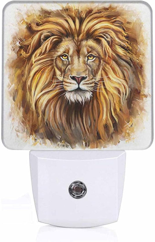 Lion Night Light Furry Brown LED Night Lights Plug into Wall for Stairway Hallway Bedroom 0.5W Nightlight