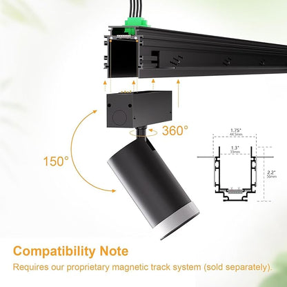 Adjustable Focus Spotlight, 18W Magnetic Track Light Head, 24V LED Lamp, Rotatable Spotlight, Smart Control via App, Remote & Voice, Dimmable & CCT 2700K-6000K, Beam Angle 20°-45°