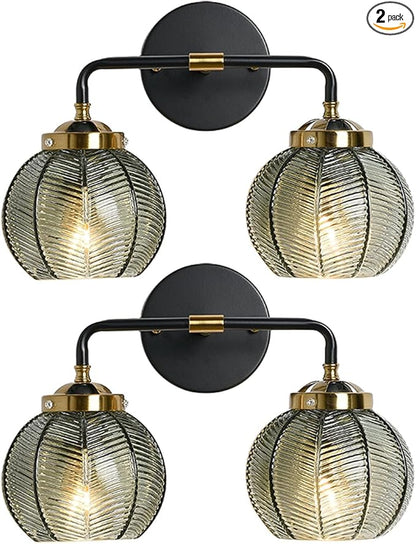 2 Light Bathroom Vanity Light Black and Gold Vanity Lights Vintage Bathroom Lights Fixtures Modern Wall Lamps Farmhouse Dining Room Wall Sconce Art Deco Above Mirror Lighting Fixture